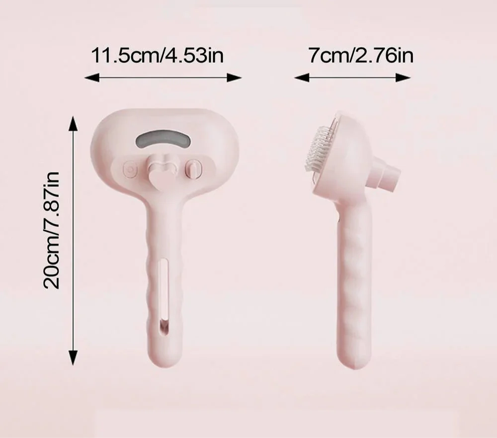 Fellpflege mit Dampfbürste bei Kurzhaarkatze in Pink