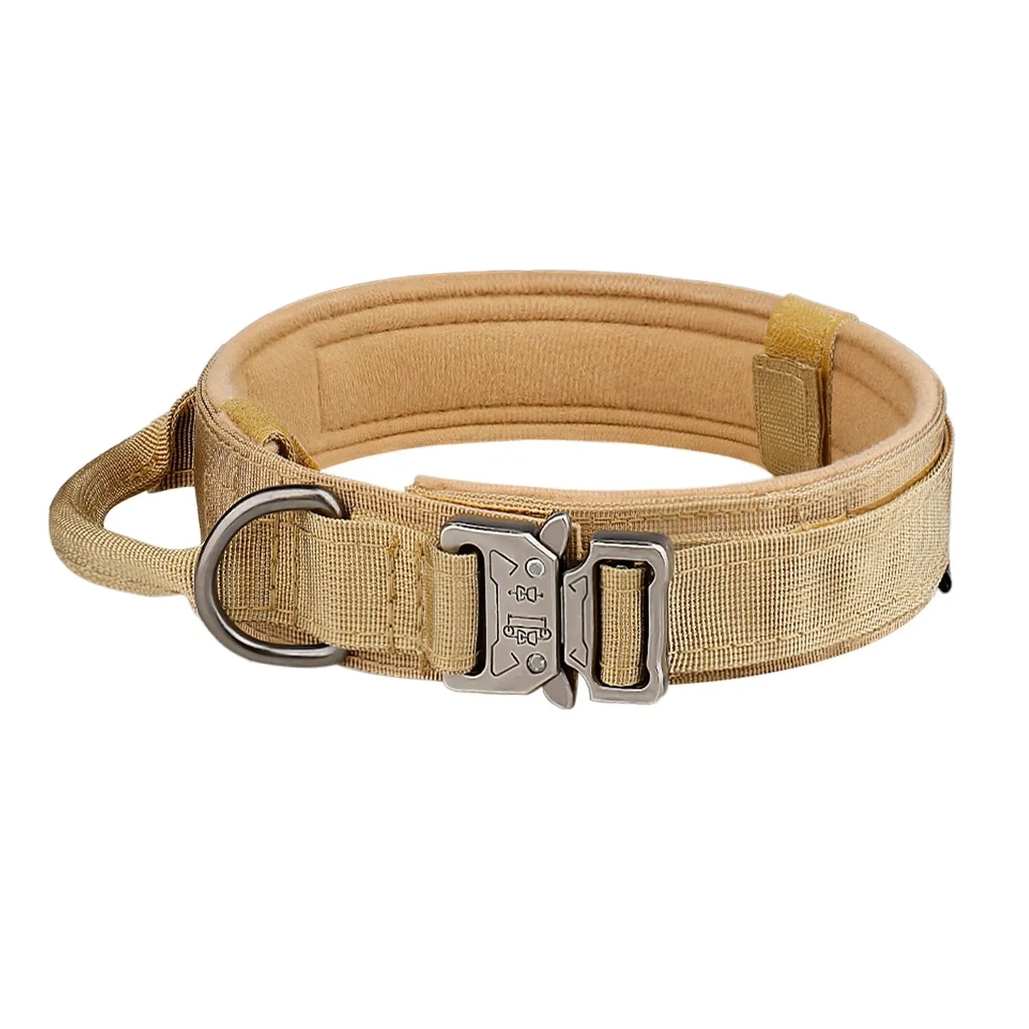 Starkes Hundehalsband aus Nylon und Metall in Beige