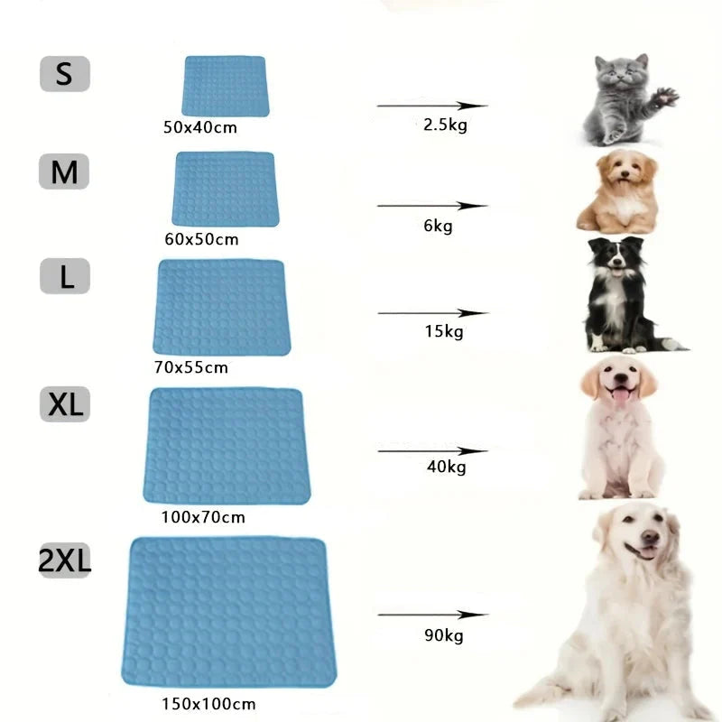 selbstkühlende Haustiermatte mit Eisseiden-Oberfläche größenangabe