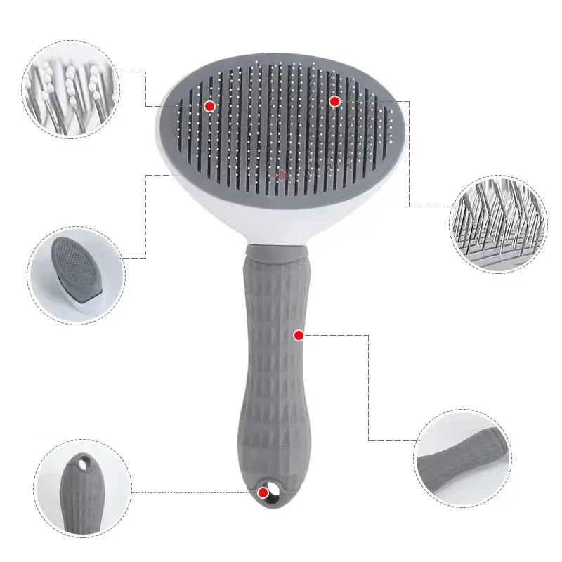 Selbstreinigende Katzenbürste mit ergonomischen Griff