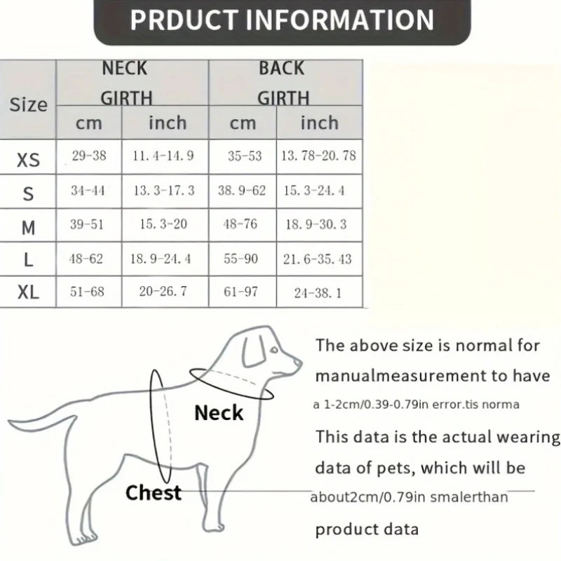 Reflektierendes Hundegeschirr Größenangabe