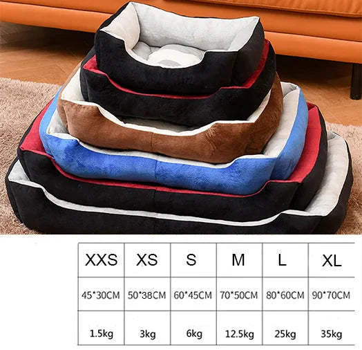 Flauschiges Hundebett mit Plüschtier-Knochen Größenangabe 