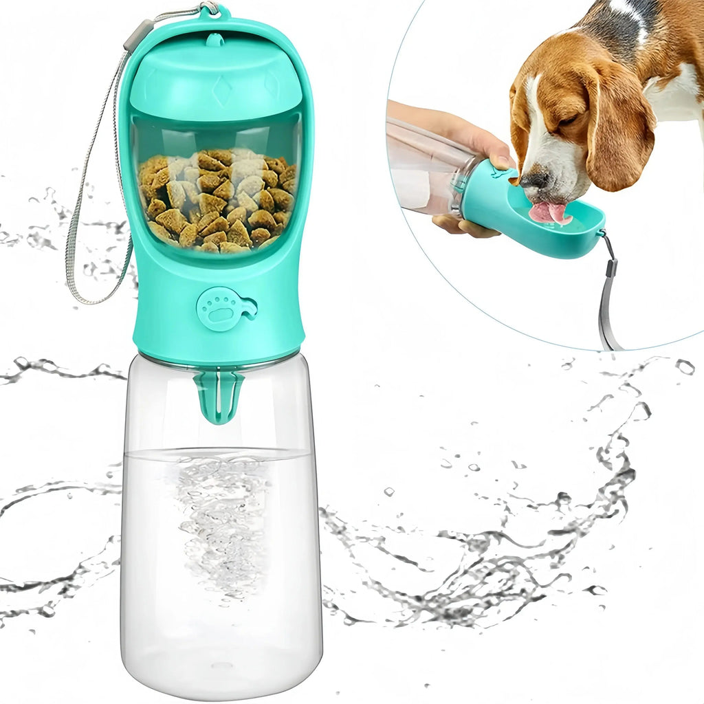 Hundewasserflasche mit Futterfach