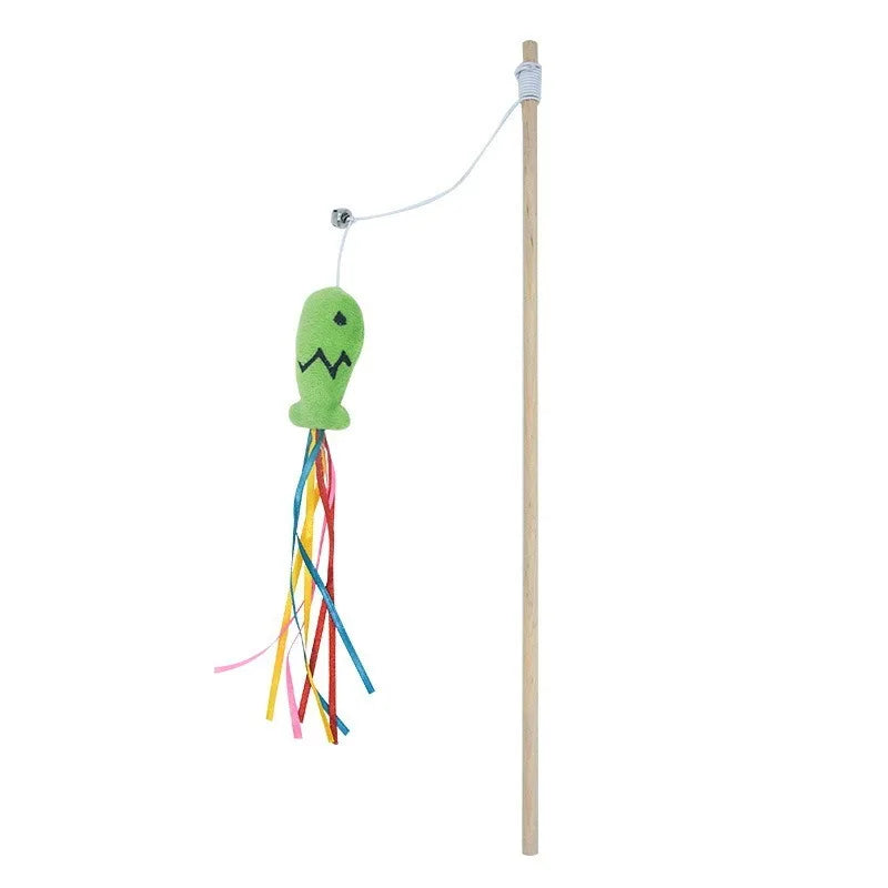 Katzenangel in Grün