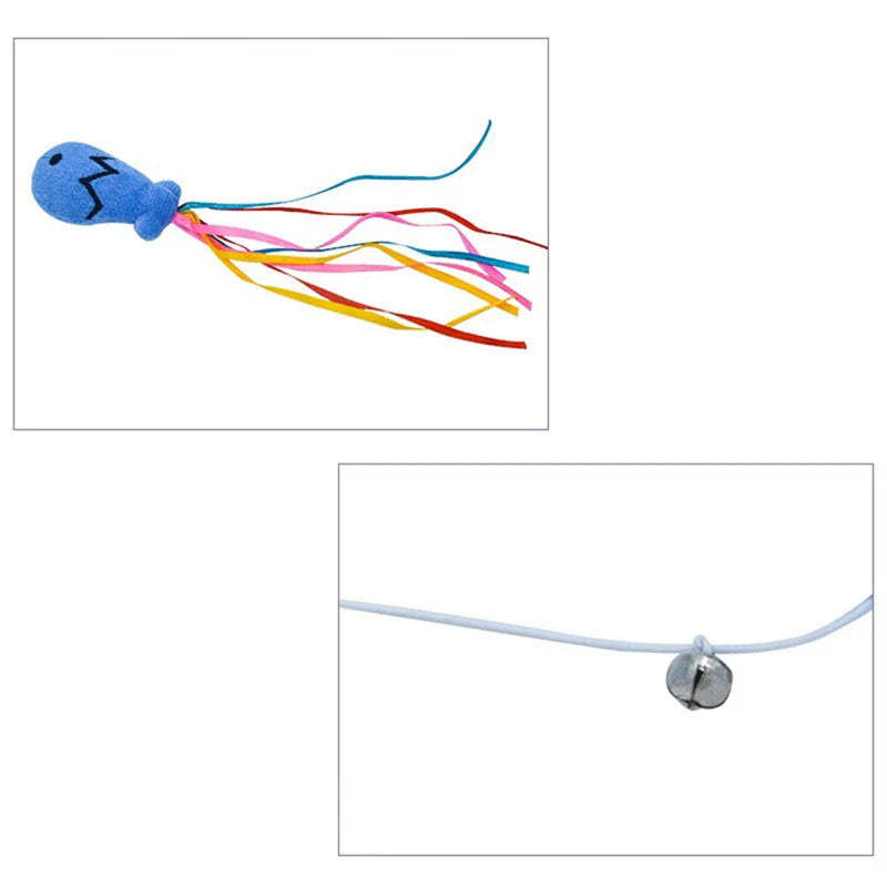 bunte Katzenangel mit glocke und Bändern