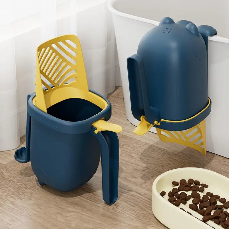 Katzenschaufel mit Box und Griff aus Kunststoff in Blau