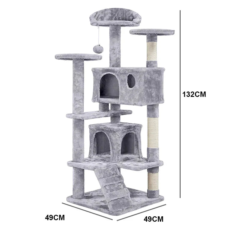 Robuster Katzenkratzbaum für mehrere Katzen Größenangabe in Grau