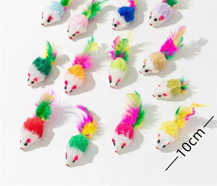 bunte plüschmäuse katzenspielzeug im 5er-set